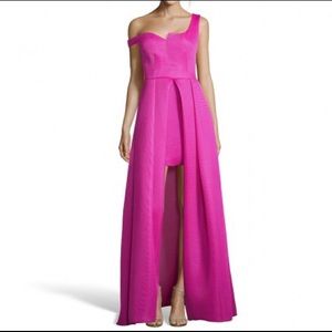 Issue New York off the shoulder mesh fuchsia dress